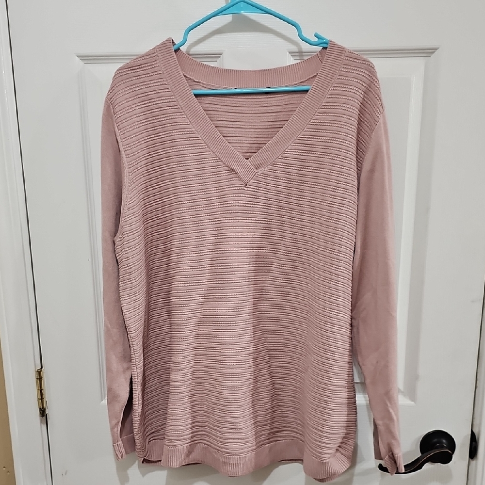 Hillary Radley Pink V-Neck Sweater